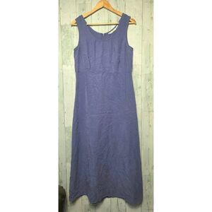VTG 90s DressBarn Shiny Modest Garden Girl Periwinkle Sleeveless Midi Dress Sz 1